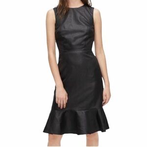 J. CREW Ruffle Hem Bow Back Black Sheen Sheath Dress Size 8 NEW